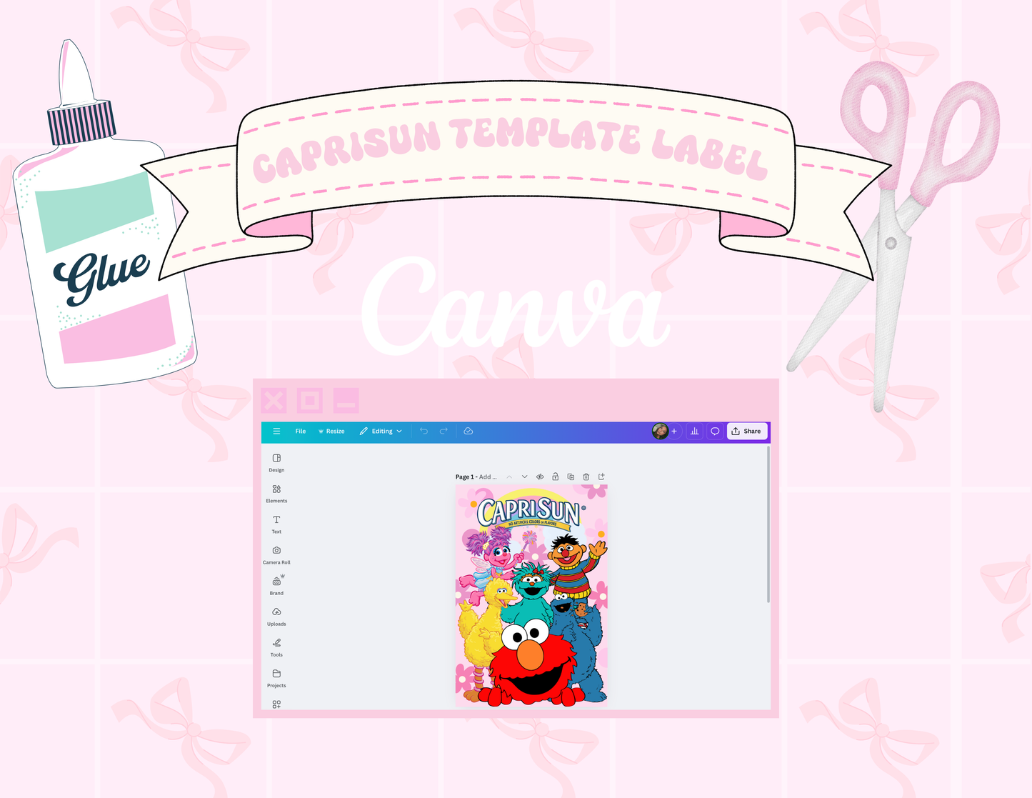 Water bottle and Caprisun label